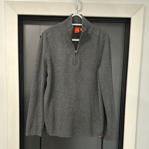 Hugo Boss Gray Zip Up Sweater